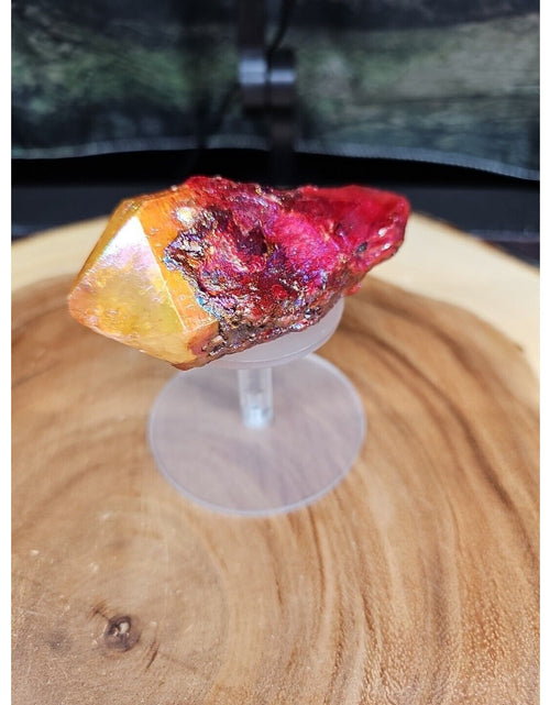 Load image into Gallery viewer, Titanium Aura Quartz Crystal With Stand
