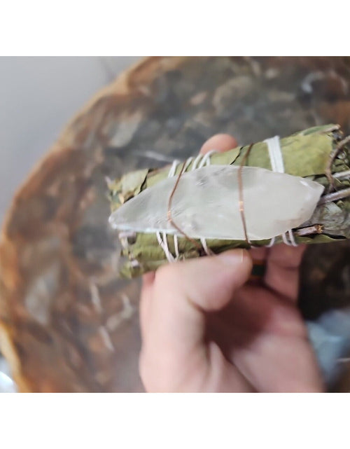 Load image into Gallery viewer, Bay Leaf wrapped crystal W/ Huge White Quartz Healing
