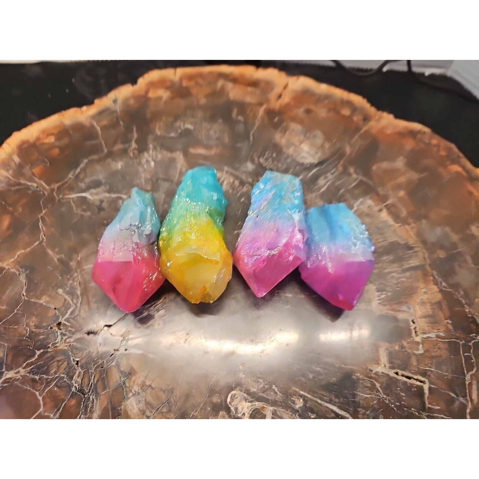 1.15lbs Quartz Crystal Points Titanium Coating