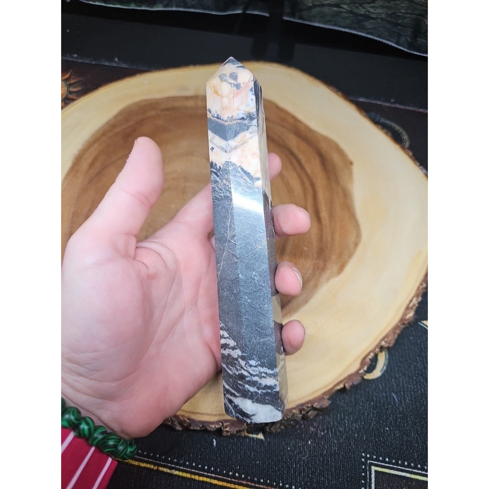 Zebra Stone Tower 390g 7.3/4 In Tall