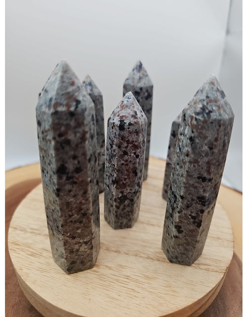 Load image into Gallery viewer, Yooperlite stone Tower UV Reactive 4in Tall Avg 98grams Avg 1 Each

