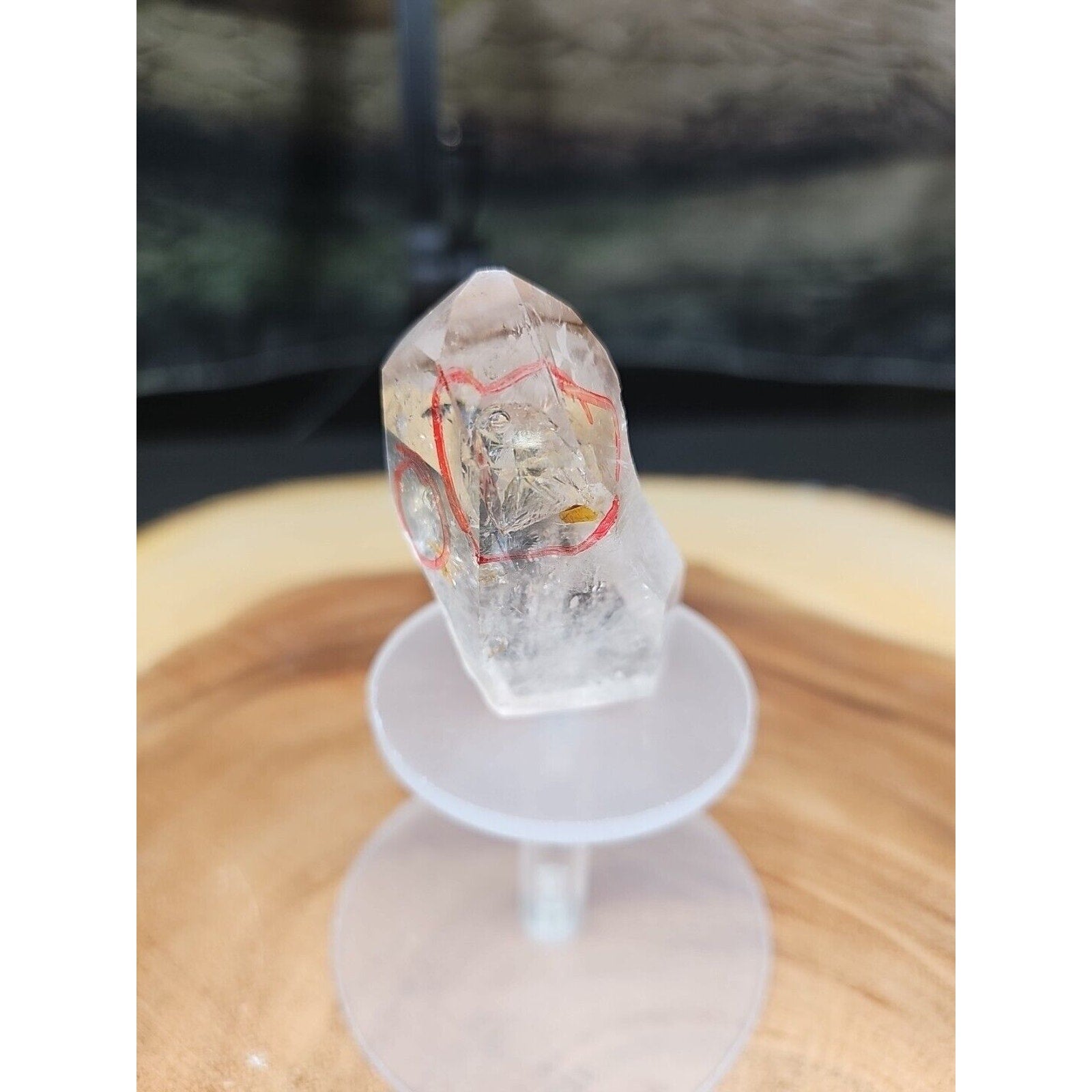 Quartz Crystal cluster Natural W/trapped Water 2 Spots 53gr