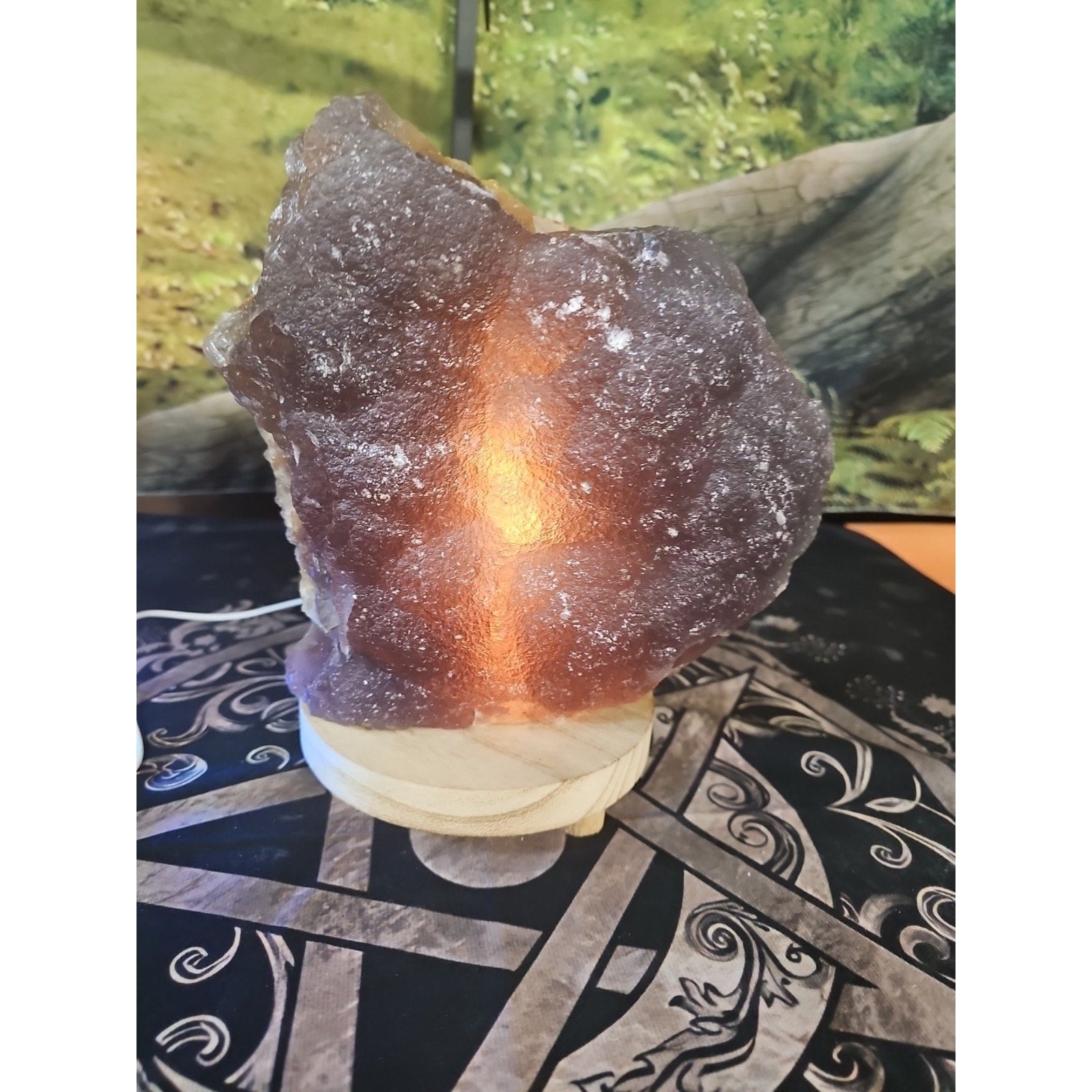 11.9LB Natural fluorite quartz crystal Cluster specimen W/led Back Light Stand