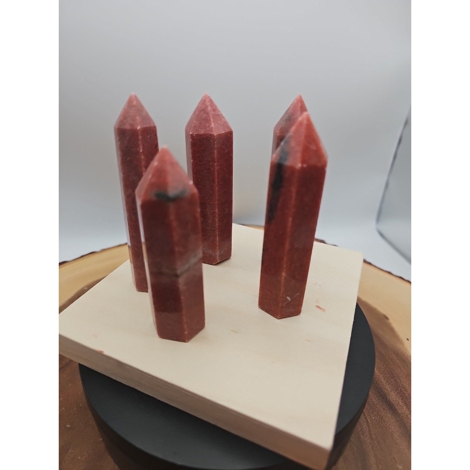 5pcs Avg .65 Natural Rhodonite Quartz Crystal Brazil
