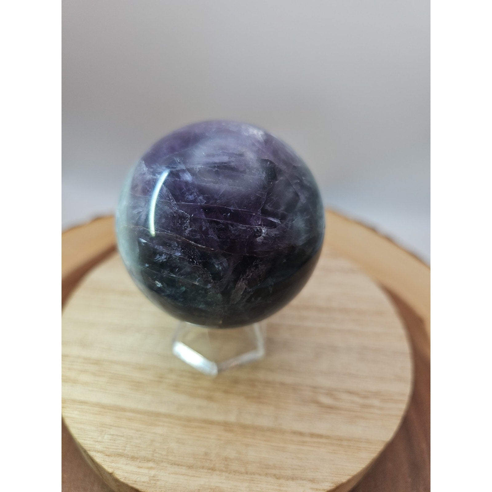 1.10lb Natural Rainbow Fluorite Quartz Crystal Sphere Ball Polished
