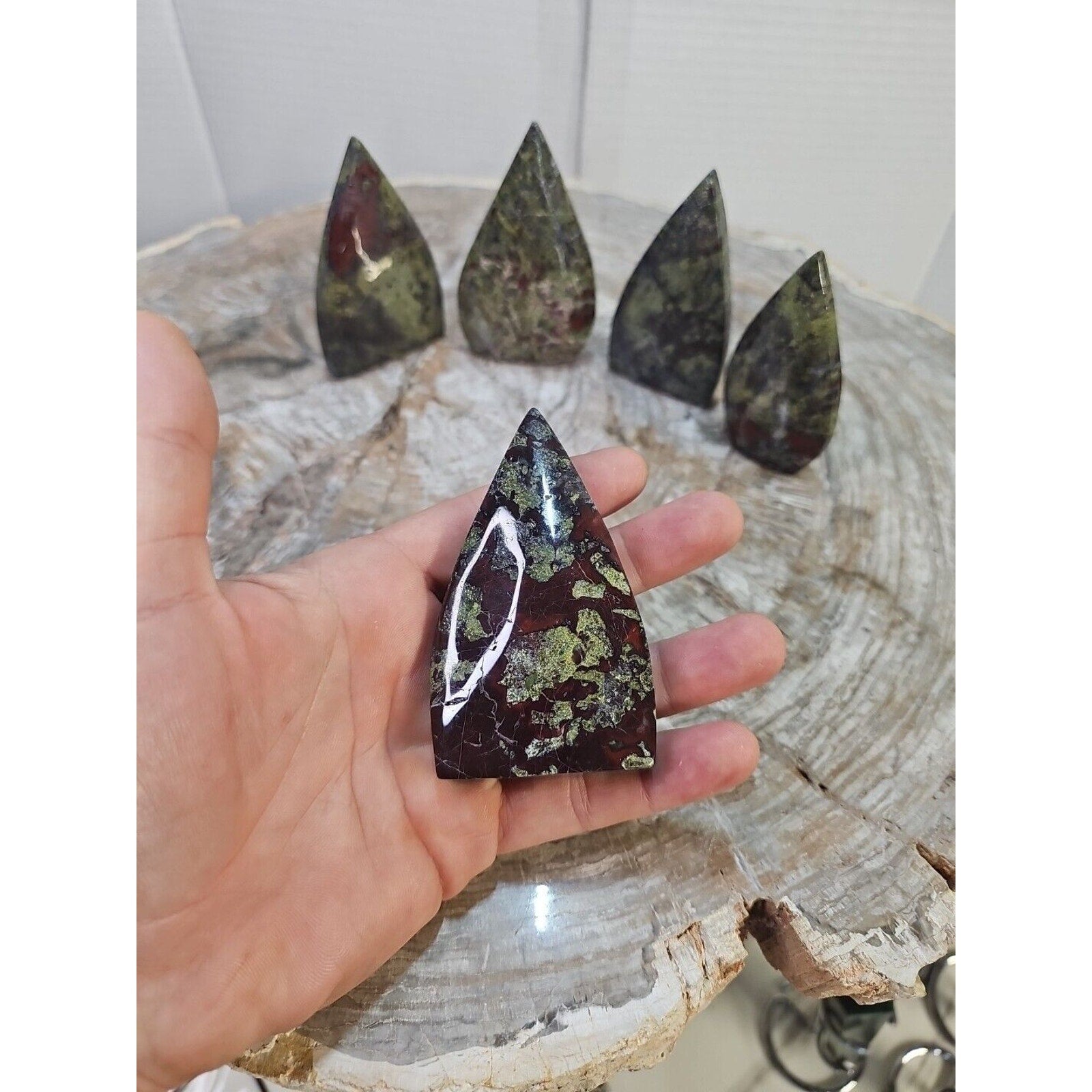 1.37LB 5Pcs Natural Dragon Blood Gem Stone Jasper Crystal Flame Point Healing