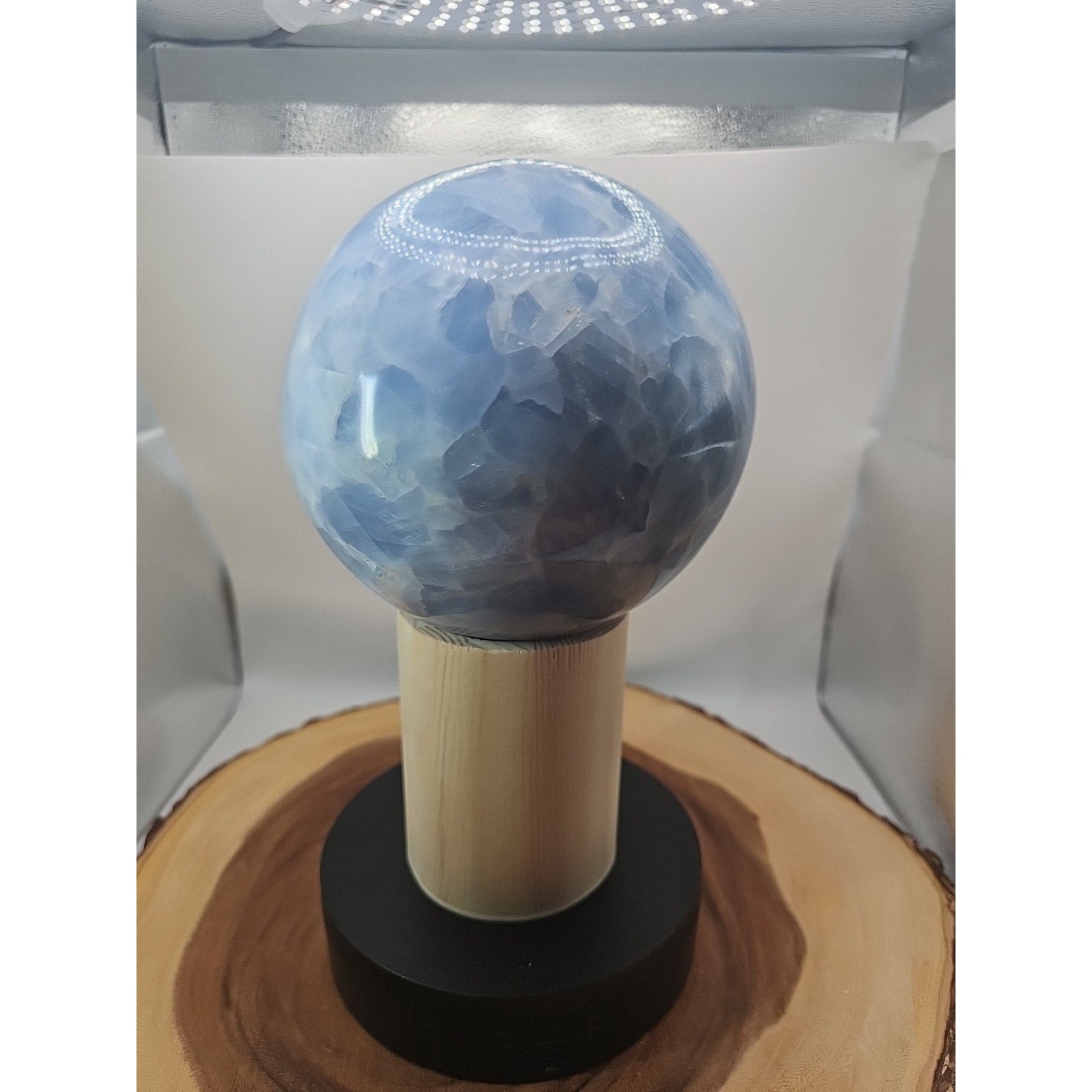 9.17LB Natural Blue crystalThe bal Quartz carved crystal decoration healing