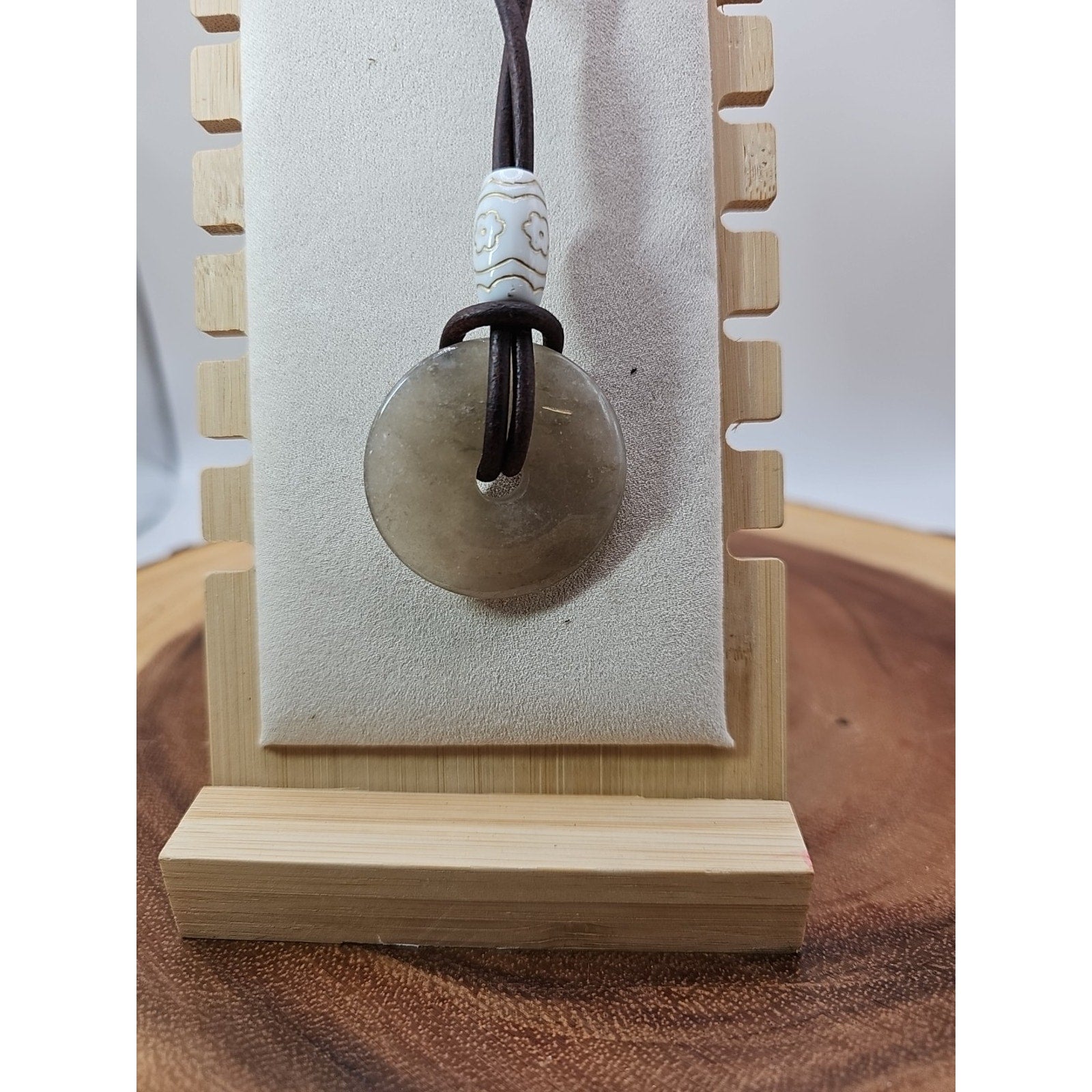 Quartz Lucky Pendant Leather Cord