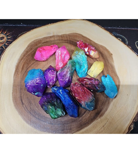 1.80LB 13Pcs Rainbow Aqua Aura Quartz Crystal Cluster Points Titanium Coating