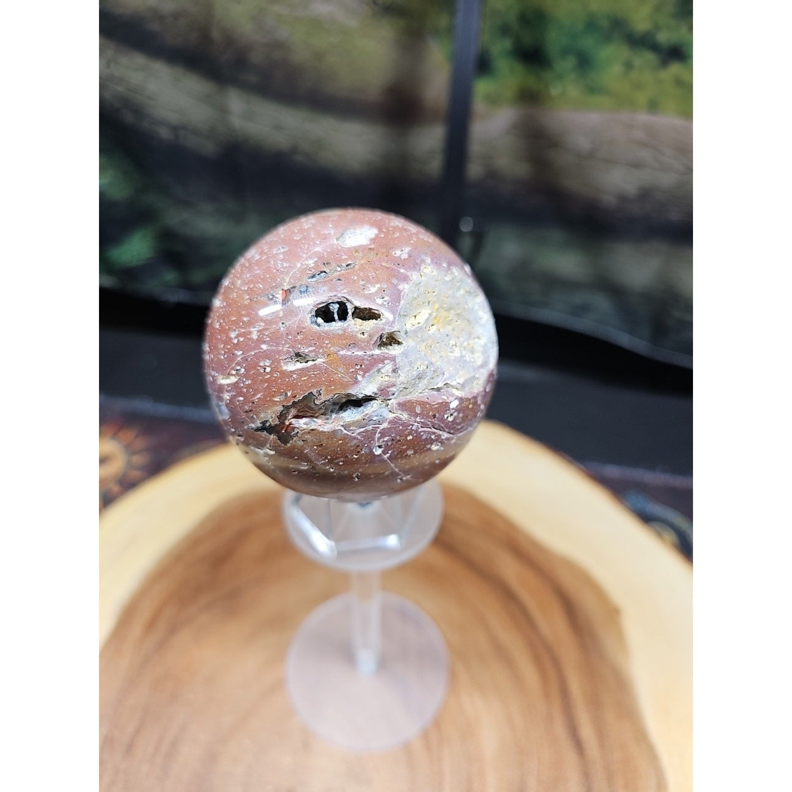 .94LB Natural Vesuvianite Agate Carnelian Crystal Geode Sphere Ball Healing