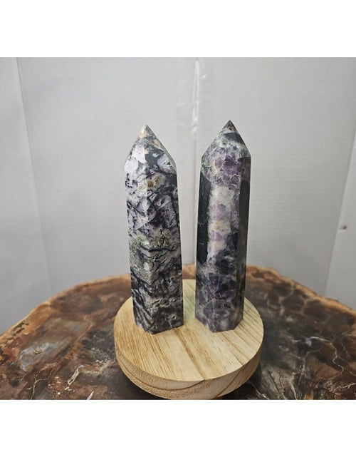 Load image into Gallery viewer, 2Pcs Natural Purple Fluorite Quartz Crystal Point Tower Polished
