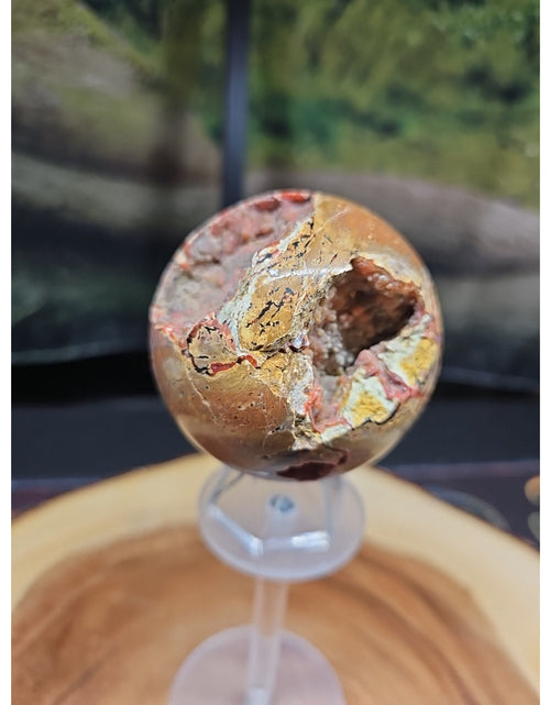 Load image into Gallery viewer, .84LB Natural Vesuvianite Agate Carnelian Crystal Geode Sphere Ball Healing
