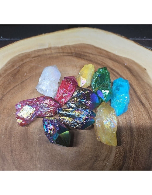 Load image into Gallery viewer, 10Pcs .68lbs Rainbow Aqua Aura Quartz Crystal Points Titanium Coating B1
