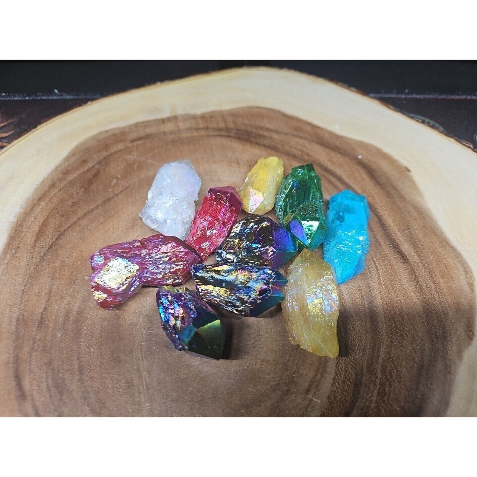 10Pcs .68lbs Rainbow Aqua Aura Quartz Crystal Points Titanium Coating B1