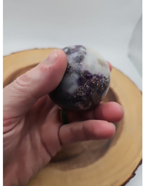 Load image into Gallery viewer, Rainbow Labradorite Sphere .45lb 53mm W/Dragon Stand
