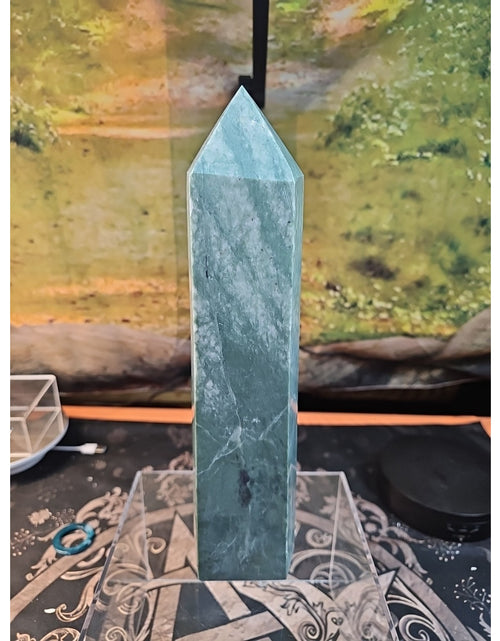 Load image into Gallery viewer, 5.04lbs 11.5in Tall Green Jasper Crystal Point Tower Healing
