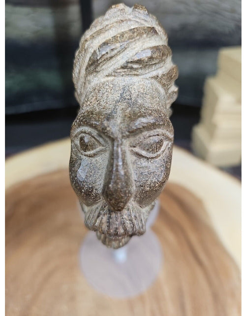 Load image into Gallery viewer, Vintage ABSTRACT STONE HEAD Sculpture Stone 1 lb W/Stand

