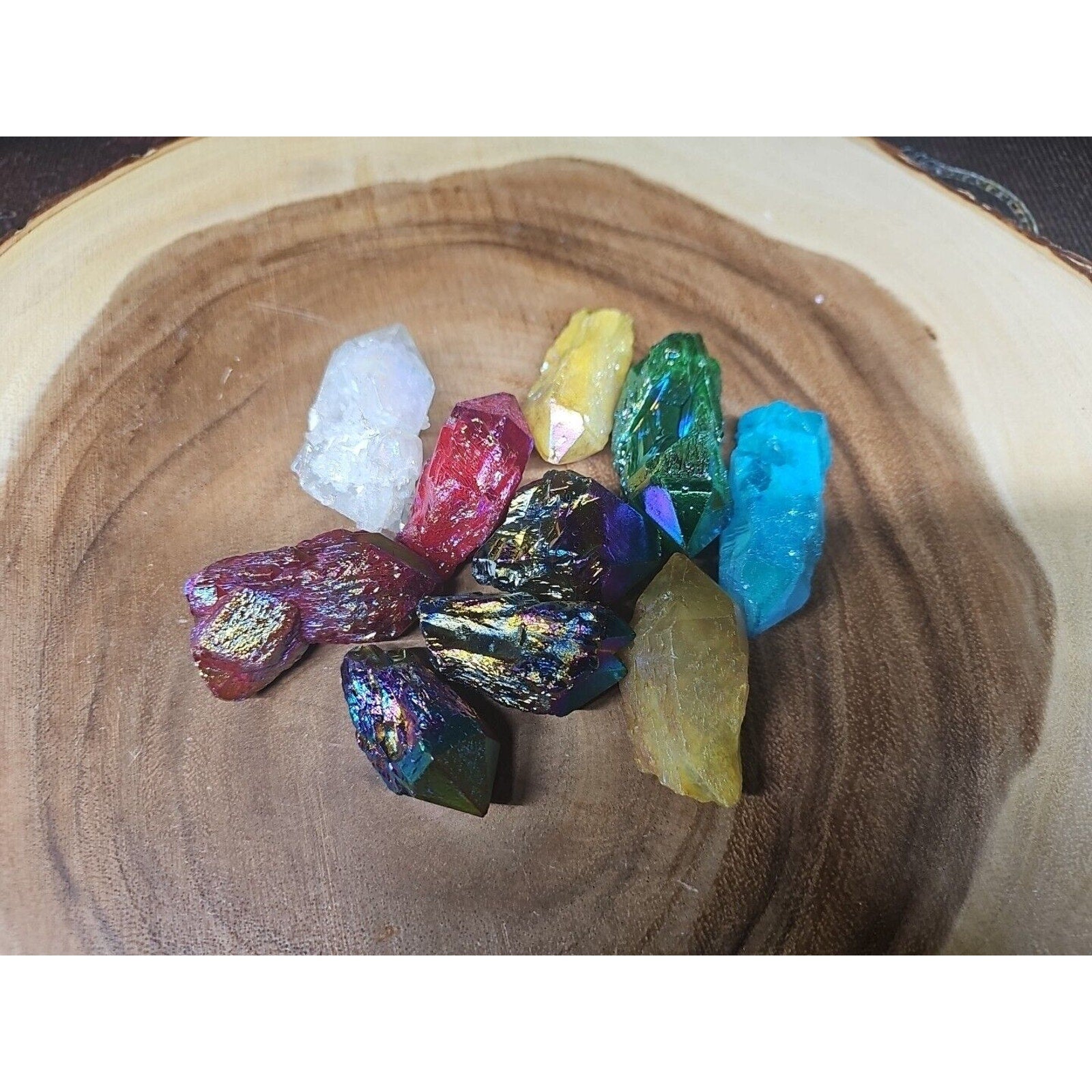 10Pcs .68lbs Rainbow Aqua Aura Quartz Crystal Points Titanium Coating B1