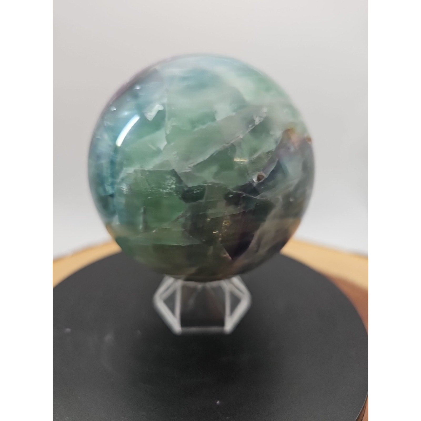 2.11lbs Natural Rainbow Fluorite Quartz Crystal Sphere Ball Polished Healing