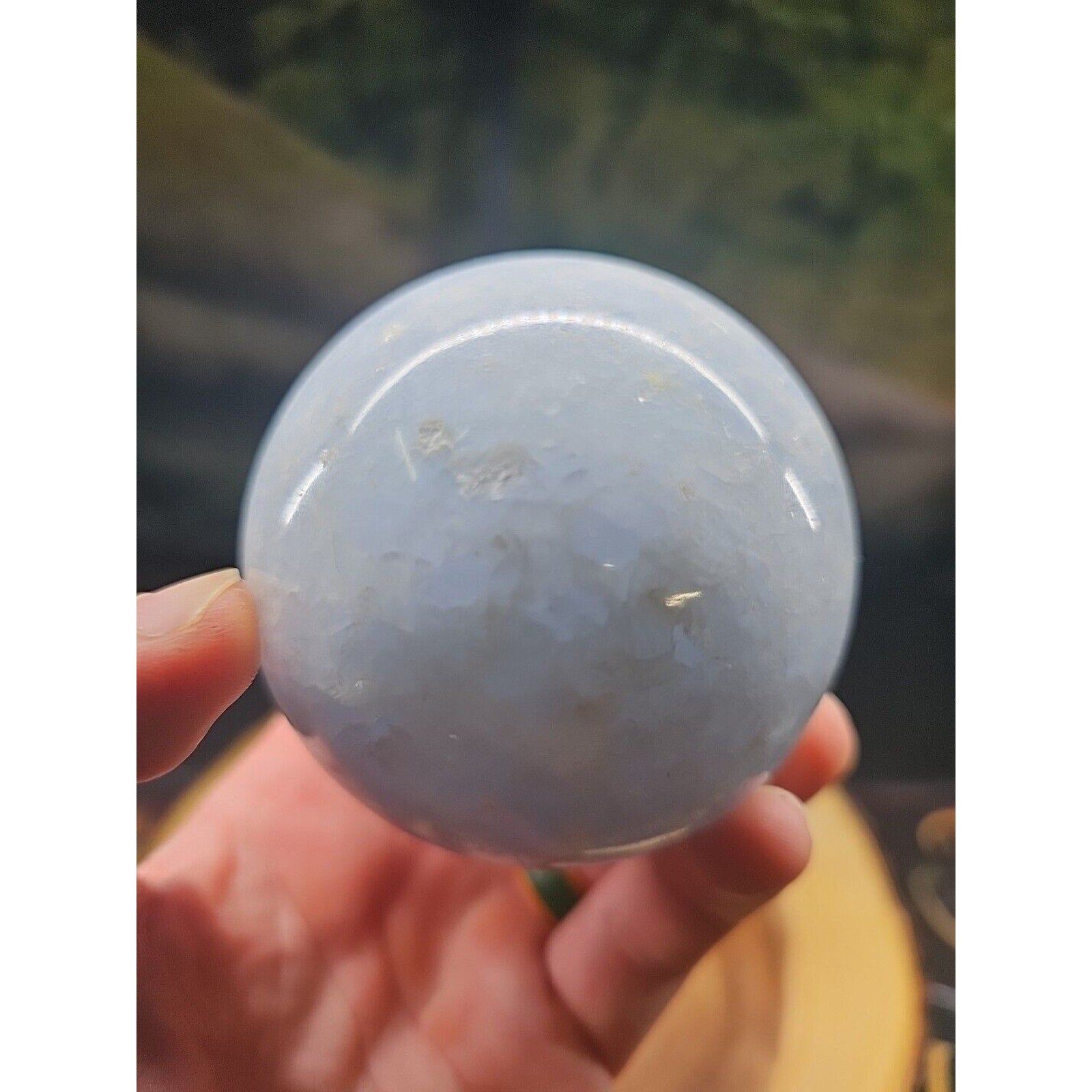 1.29lbs Baby Blue Celestite Quartz Crystal Sphere W/Stand 74mm