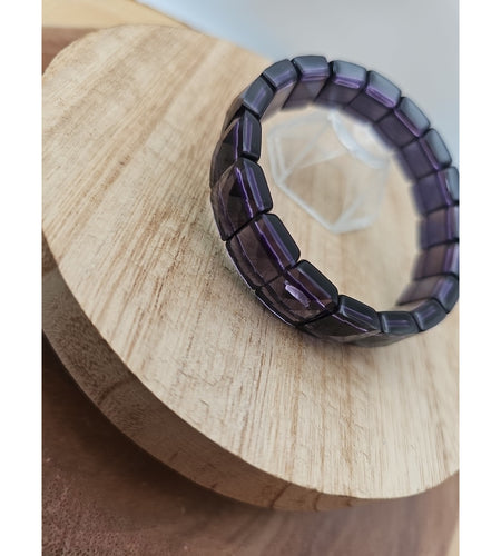 35.4g Natural Dream Purple Amethyst And Agate Crystal Bangle Bracelet Handmade