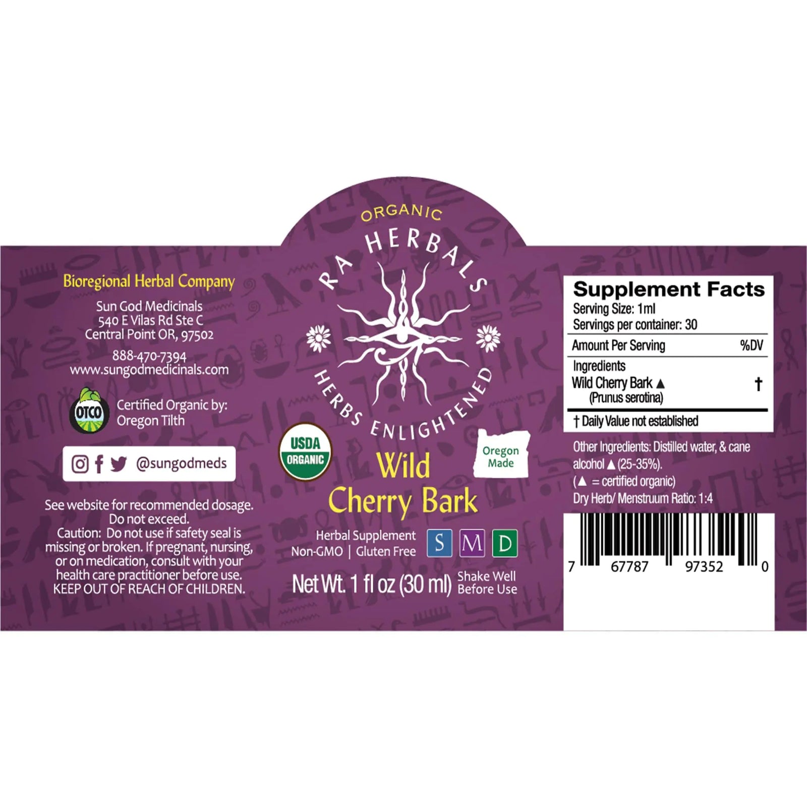 Ra Herbals Certified Organic Wild Cherry Bark Tincture