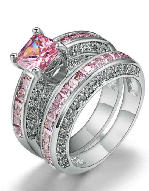 Load image into Gallery viewer, Jubilee Set of 2 Stacking Rings In Pure Crystal Love On Platinum Plating
