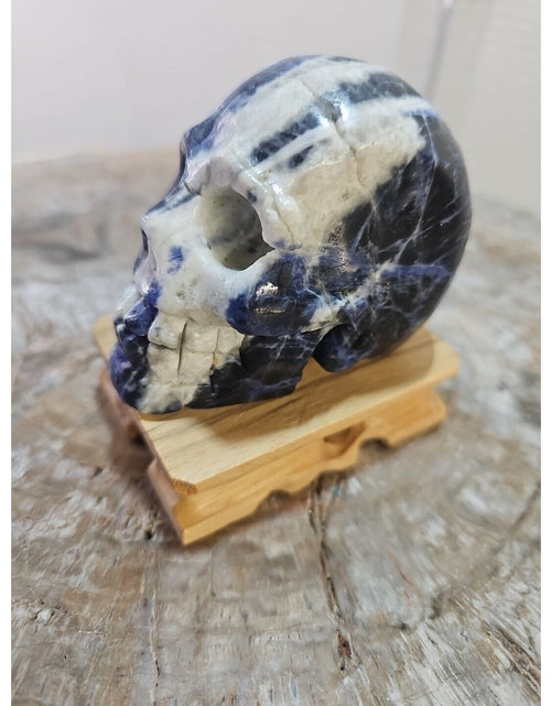 Load image into Gallery viewer, 356G Natural Blue stripe quartz hand Carved skull crystal healing
