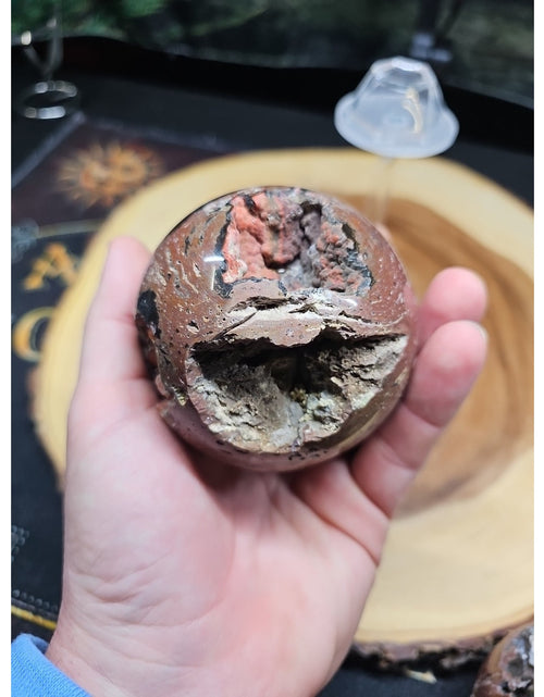 Load image into Gallery viewer, 1.17LB Natural Vesuvianite Agate Carnelian Crystal Geode Sphere Ball Healing
