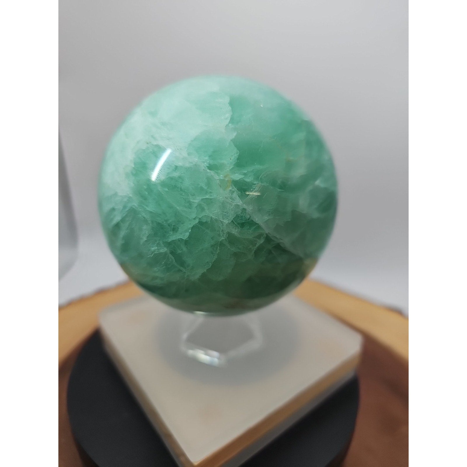 2.80 Natural Rainbow Fluorite Quartz Crystal Sphere Ball Polished Healing