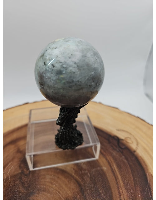 Load image into Gallery viewer, Rainbow Labradorite Sphere .45lb 53mm W/Dragon Stand
