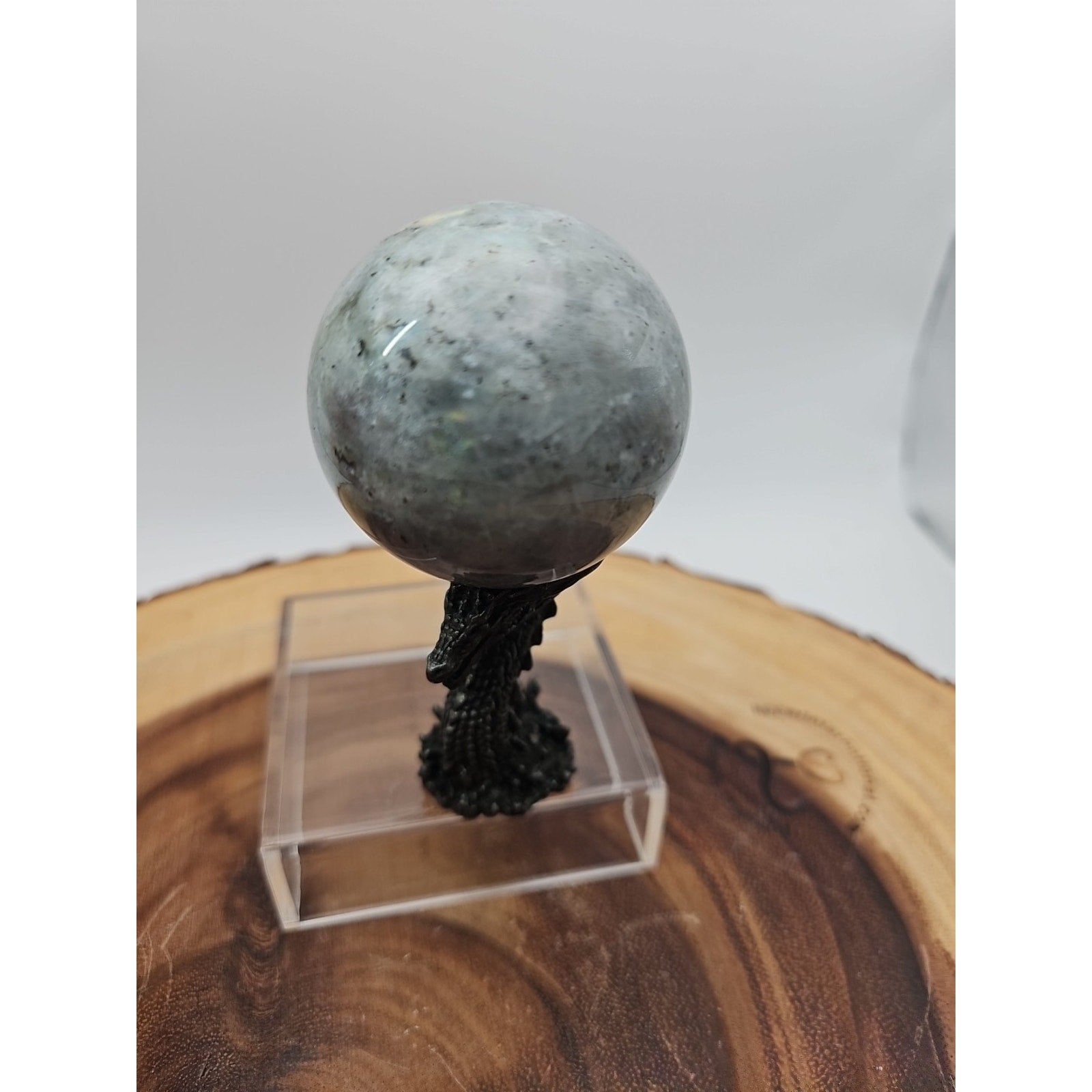 Rainbow Labradorite Sphere .45lb 53mm W/Dragon Stand