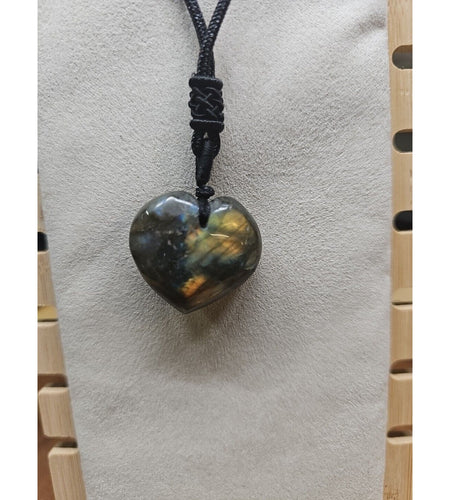 Labradorite Cord Necklace Healing/Protection Heart