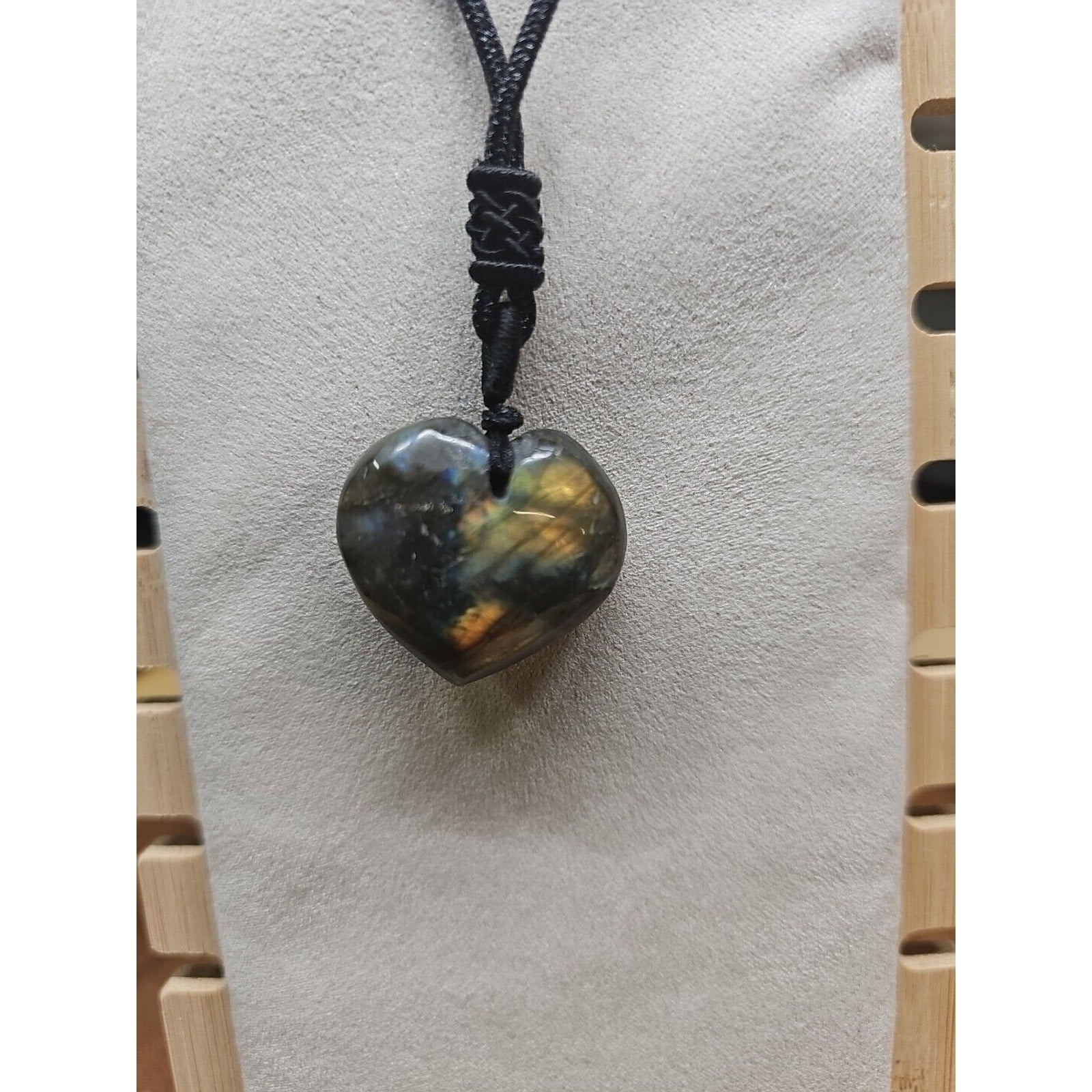 Labradorite Cord Necklace Healing/Protection Heart