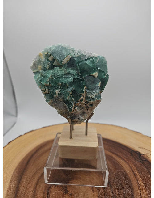 Load image into Gallery viewer, Raw Chunk Fluorite 1.27lb With Stand
