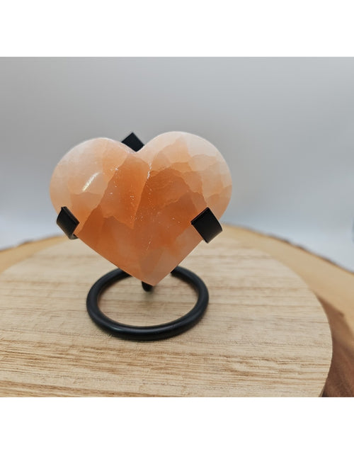 Load image into Gallery viewer, Peach Selenite Palm Stone W/stand 1each
