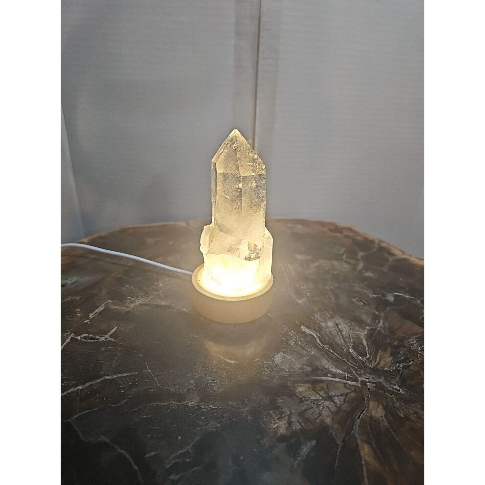 272g White Quartz Crystal Cluster W/ Led Light