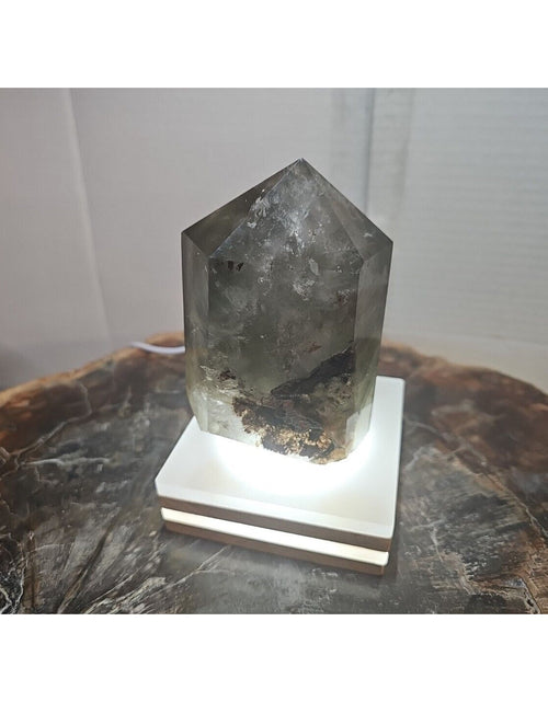 Load image into Gallery viewer, 1.73LB Natural Green Ghost Phantom Quartz Crystal Obelisk Wand Point Healing.
