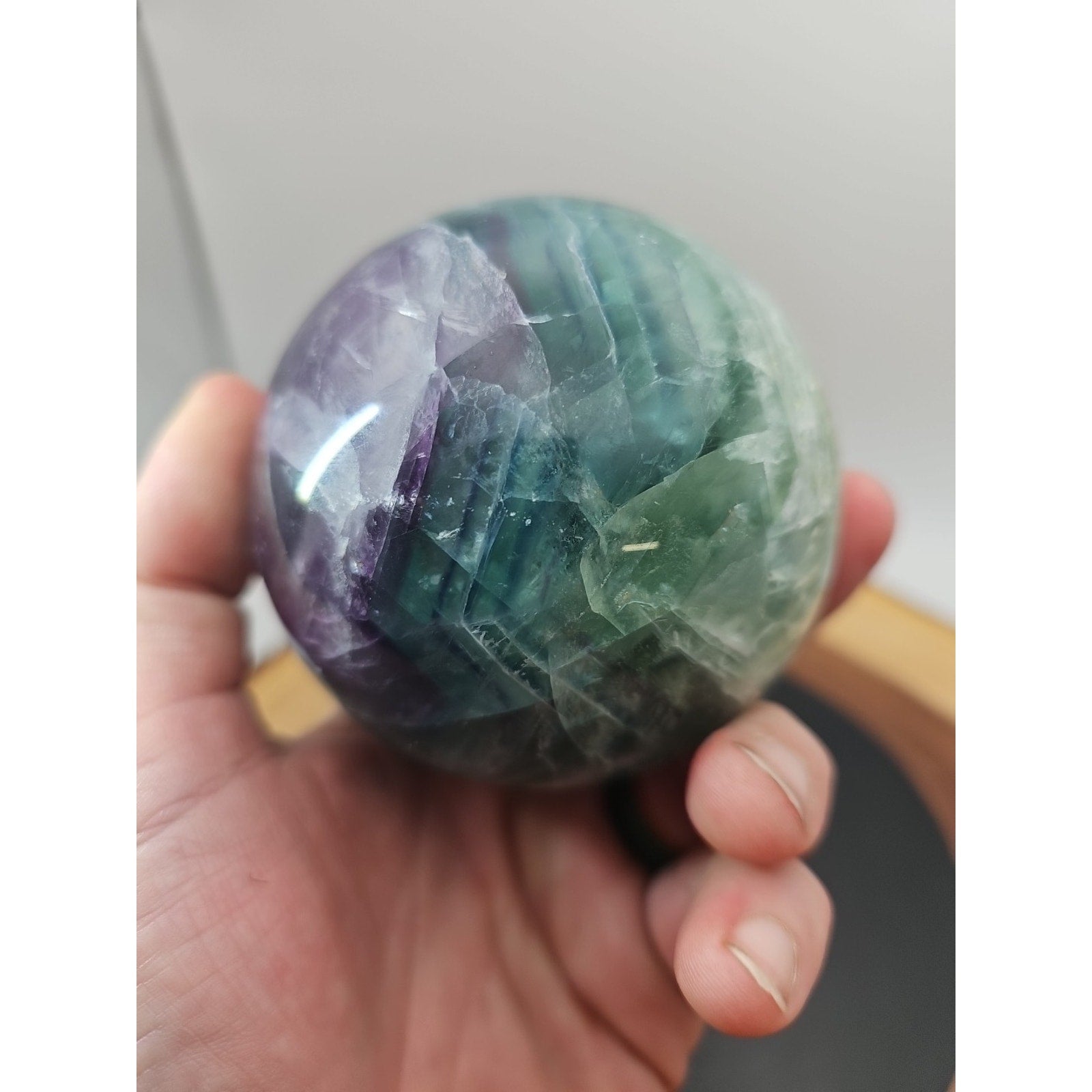 2.11lbs Natural Rainbow Fluorite Quartz Crystal Sphere Ball Polished Healing