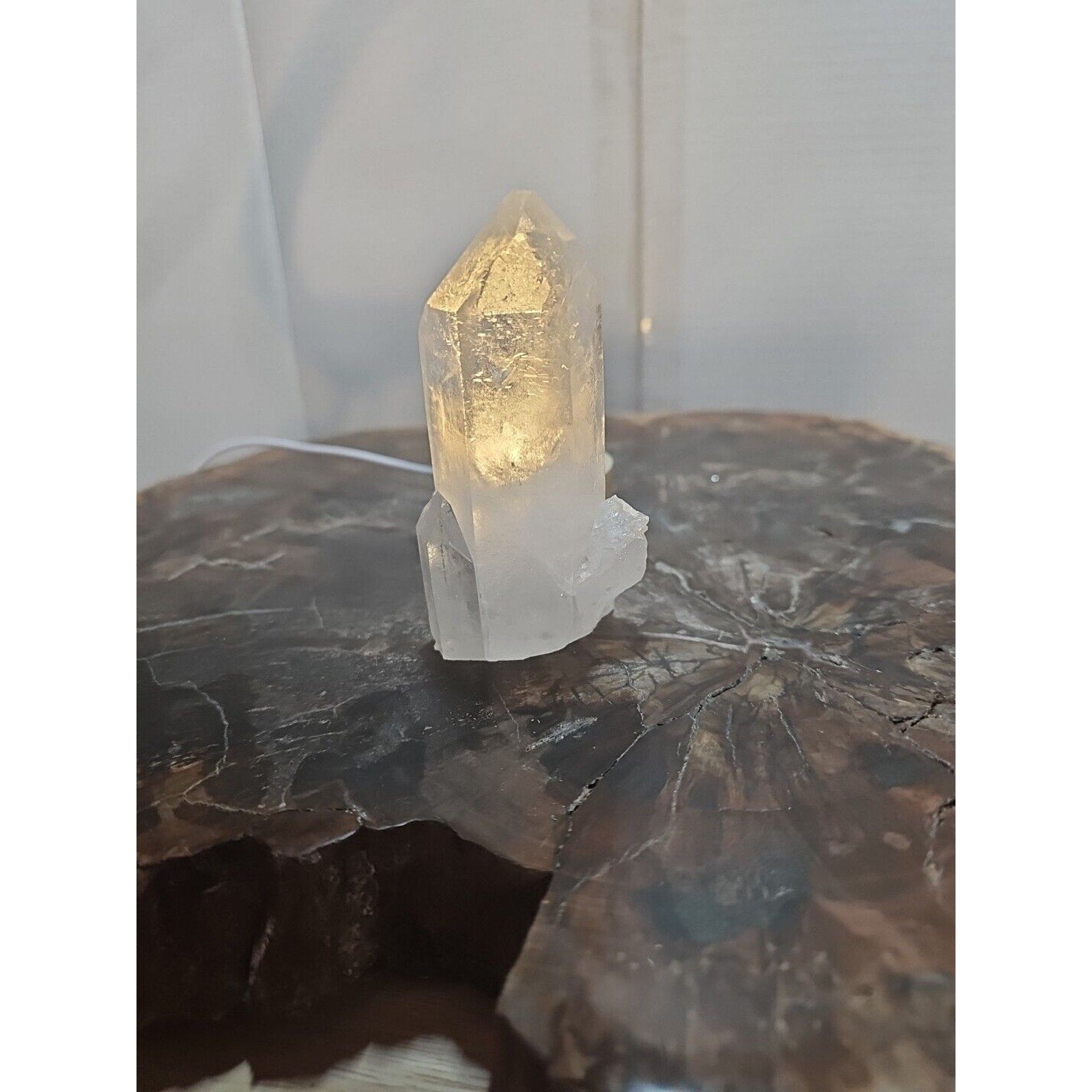 272g White Quartz Crystal Cluster W/ Led Light