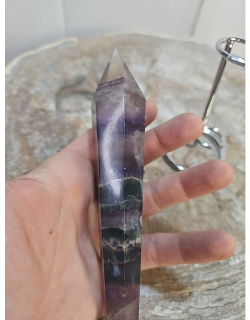Load image into Gallery viewer, 255g Fluorite crystal scepter 7in Long W/STAND
