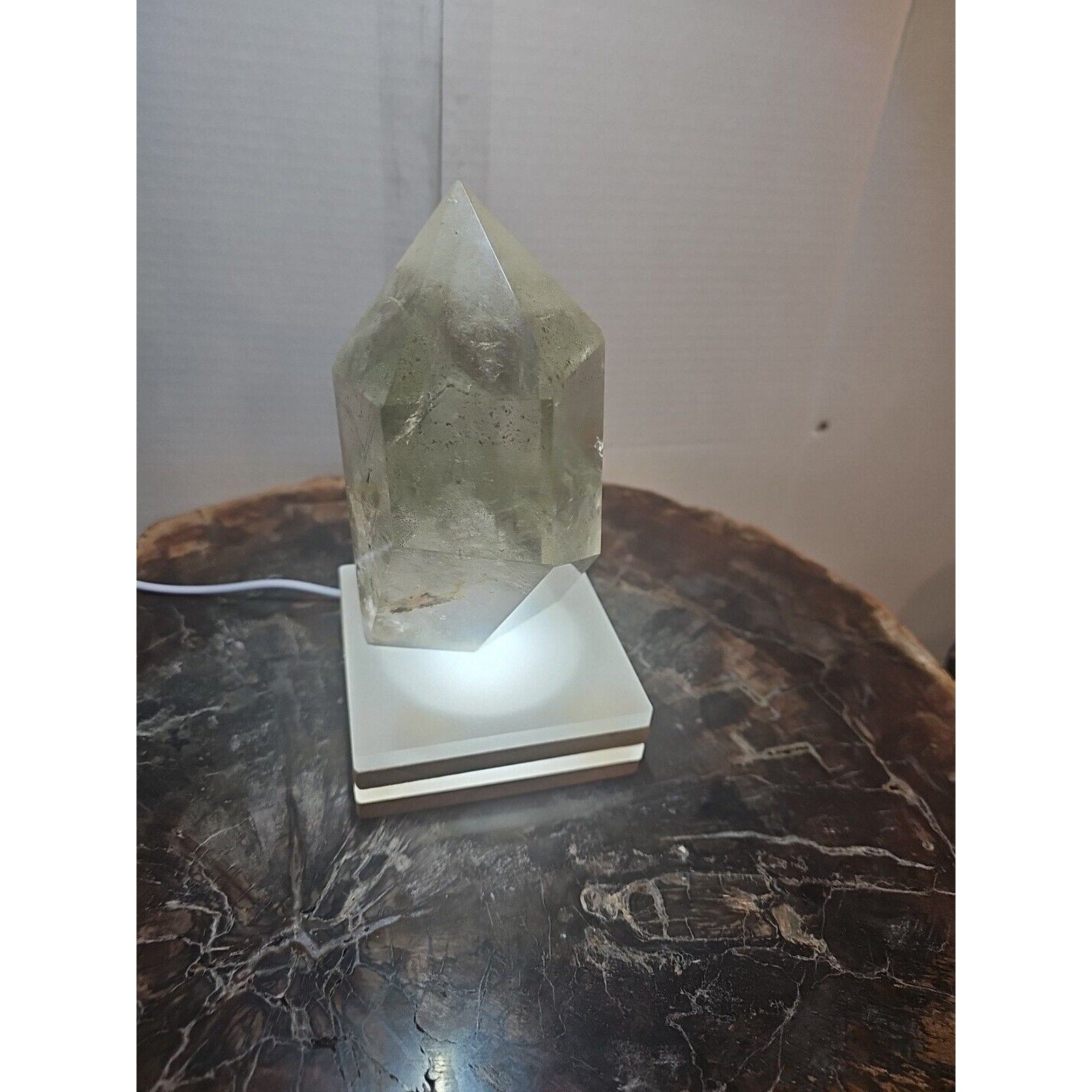 2.7LB Natural Green Ghost Phantom Quartz Crystal Obelisk Wand Point Healing.