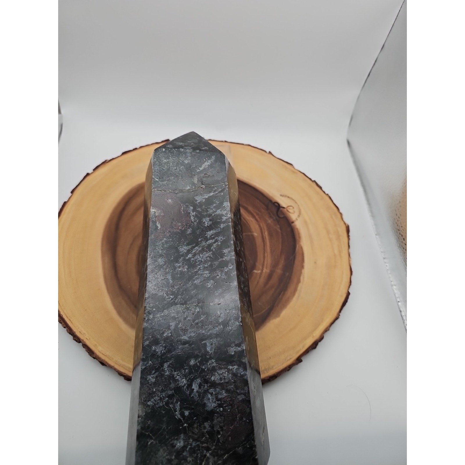 8.23lb Arfvedsonite Garnet Blue Flashes Crystal Point Tower Polished