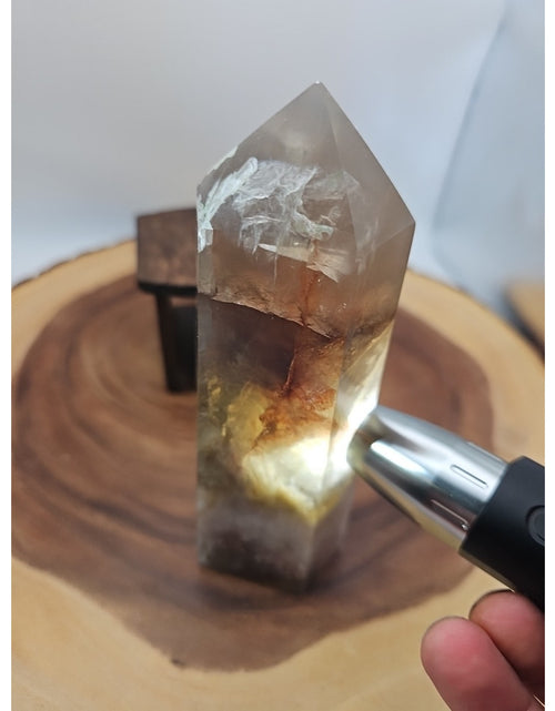 Load image into Gallery viewer, 1.95lb Fluorite Quartz Crystal Point W/Stand
