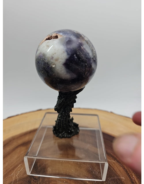 Load image into Gallery viewer, Rainbow Labradorite Sphere .45lb 53mm W/Dragon Stand
