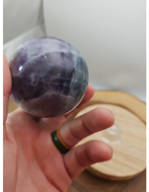 Load image into Gallery viewer, 1.09lb Natural Rainbow Fluorite Quartz Crystal Sphere Ball Polished
