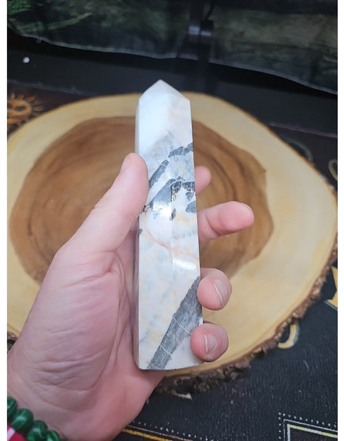 Load image into Gallery viewer, Zebra Stone Tower 347g 6.5in Tall
