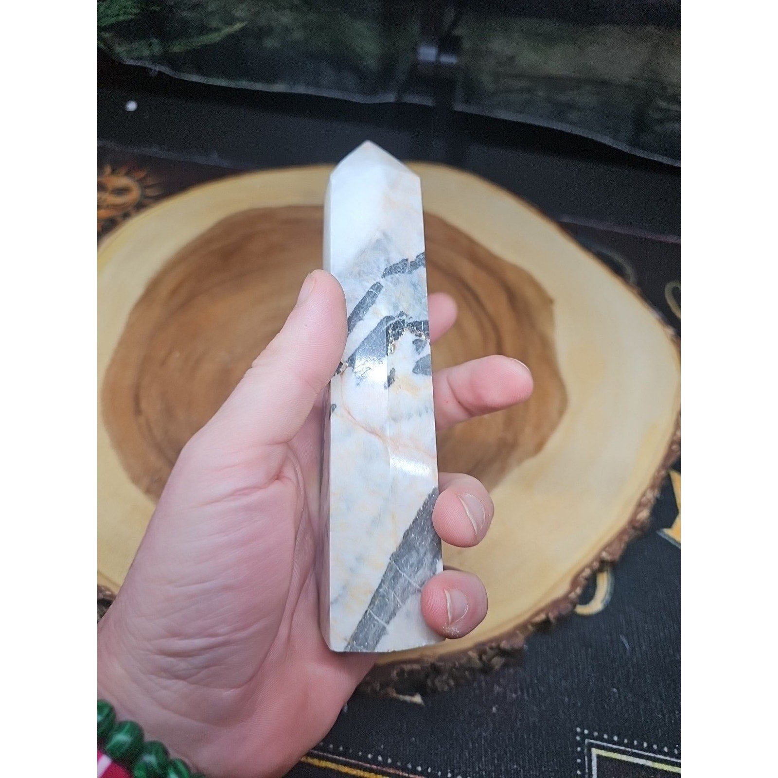 Zebra Stone Tower 347g 6.5in Tall