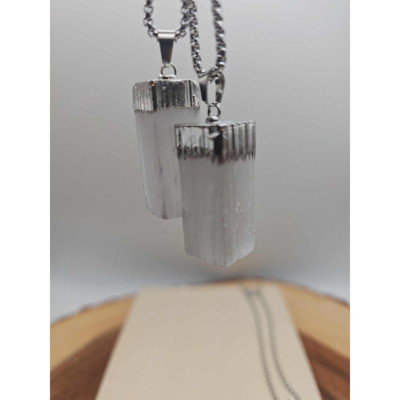 Selenite Crystal Necklace 1 Each W/Chain