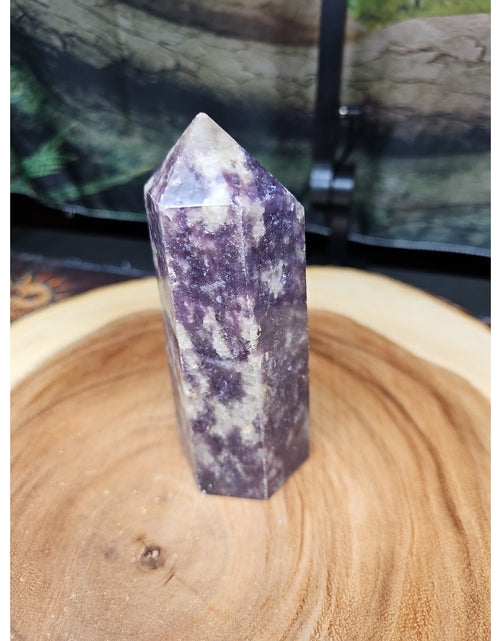 Load image into Gallery viewer, 1ea Natural Purple Mica Lepidolite Crystal Point Tower Africa 539g
